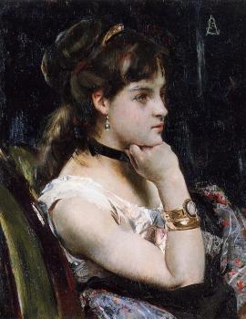 阿爾弗雷德 史蒂文斯 Woman Wearing a Bracelet